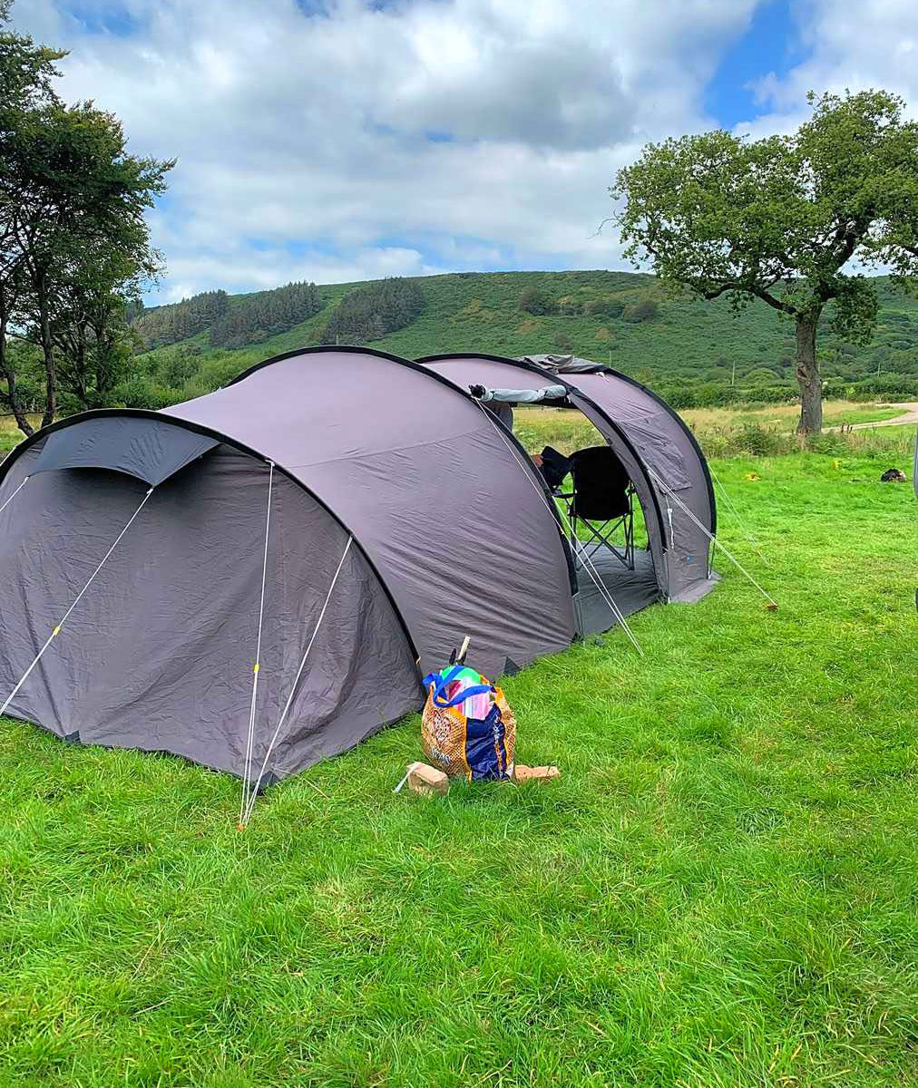Non-electric grass tent pitch