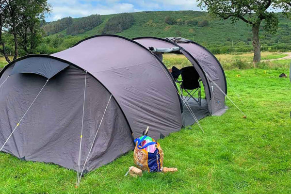 Non-electric grass tent pitch