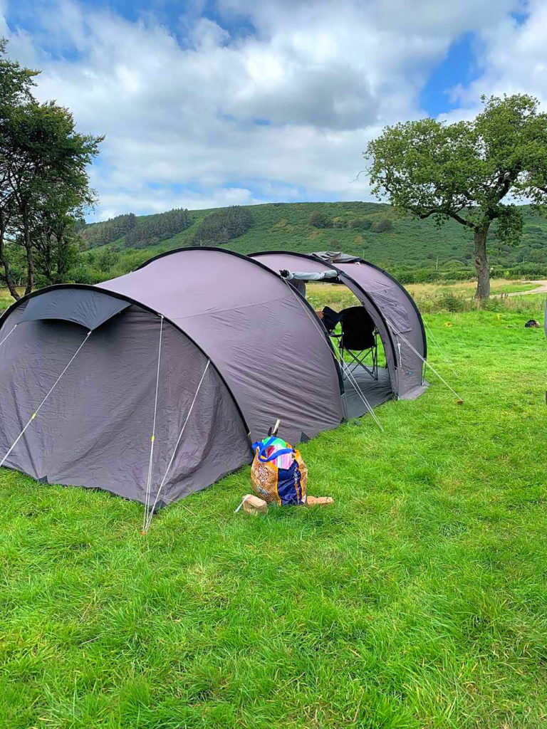 Non-electric grass tent pitch